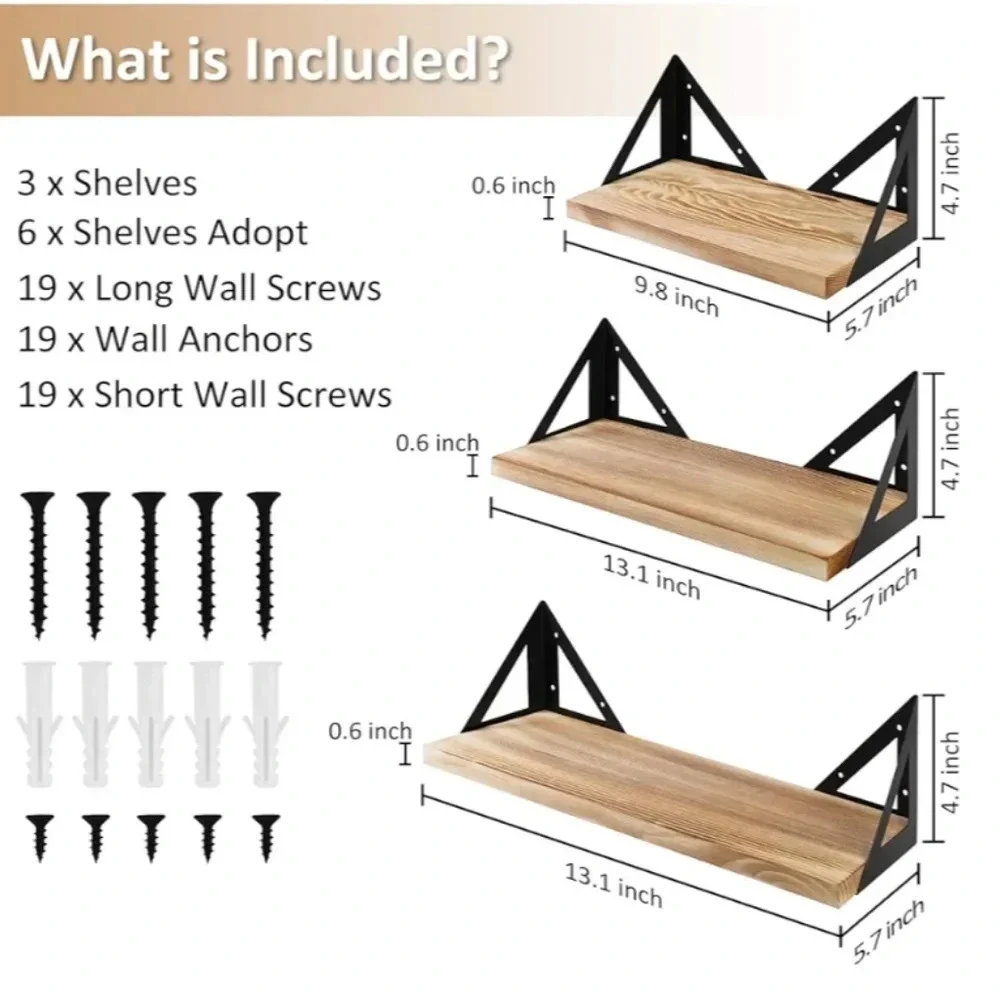 Decorative Wooden Shelves Set With Brackets